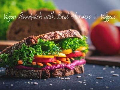 Vegan sandwich with Beet Hummus